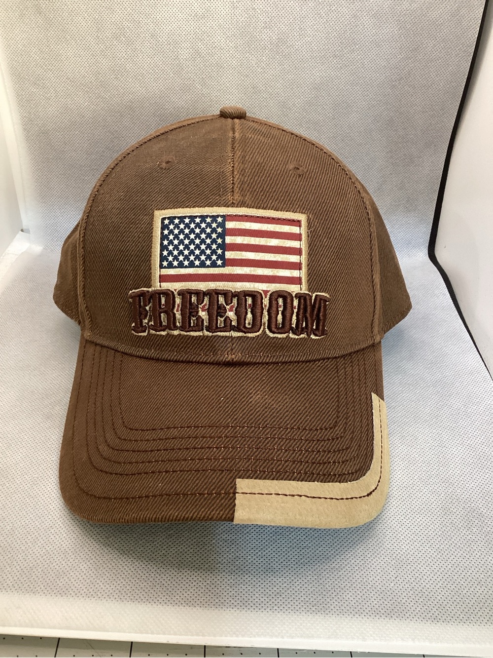 Freedom American Flag Brown Adjustable Baseball Cap Hat USA Patriotic